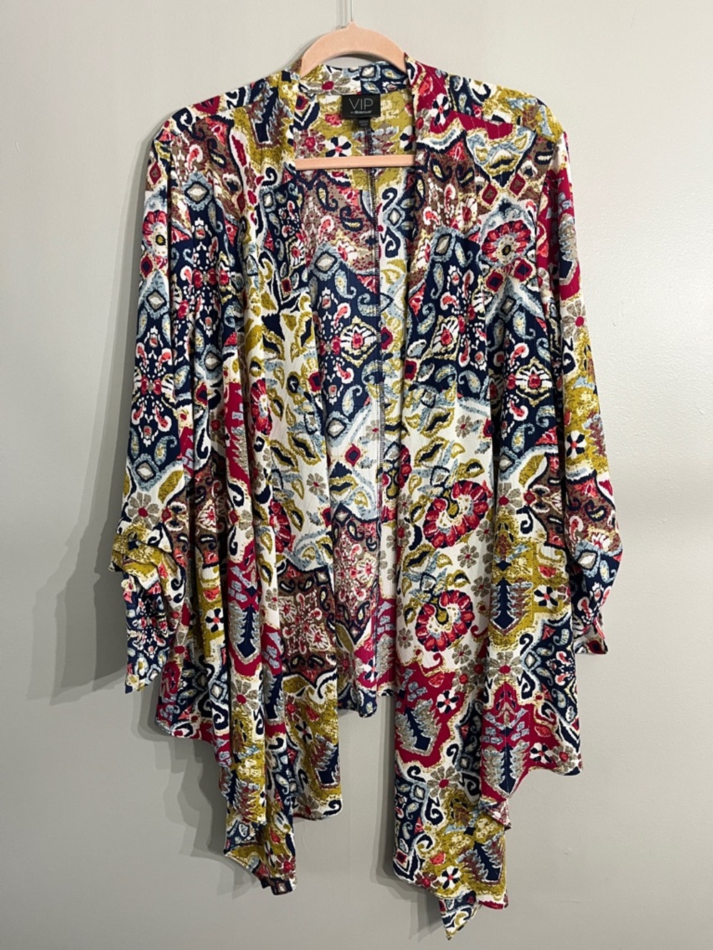 Avenue VIP Multicolor Floral Print Top — Mustard, Navy, Pink